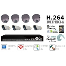 Combo 600TVL 8 ch Channel CCTV Camera DVR Security System Kit Inc 8 CCTV Camera and H.264 DVR with Mobile and Network Access 500GB HDD